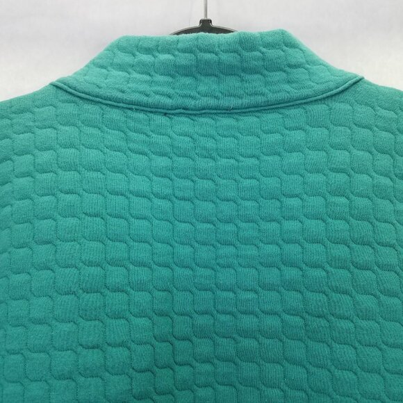 T By Talbots Sweatshirt Women’s XL Quilted Mock Neck Pullover Green Curved Hem - Picture 7 of 12